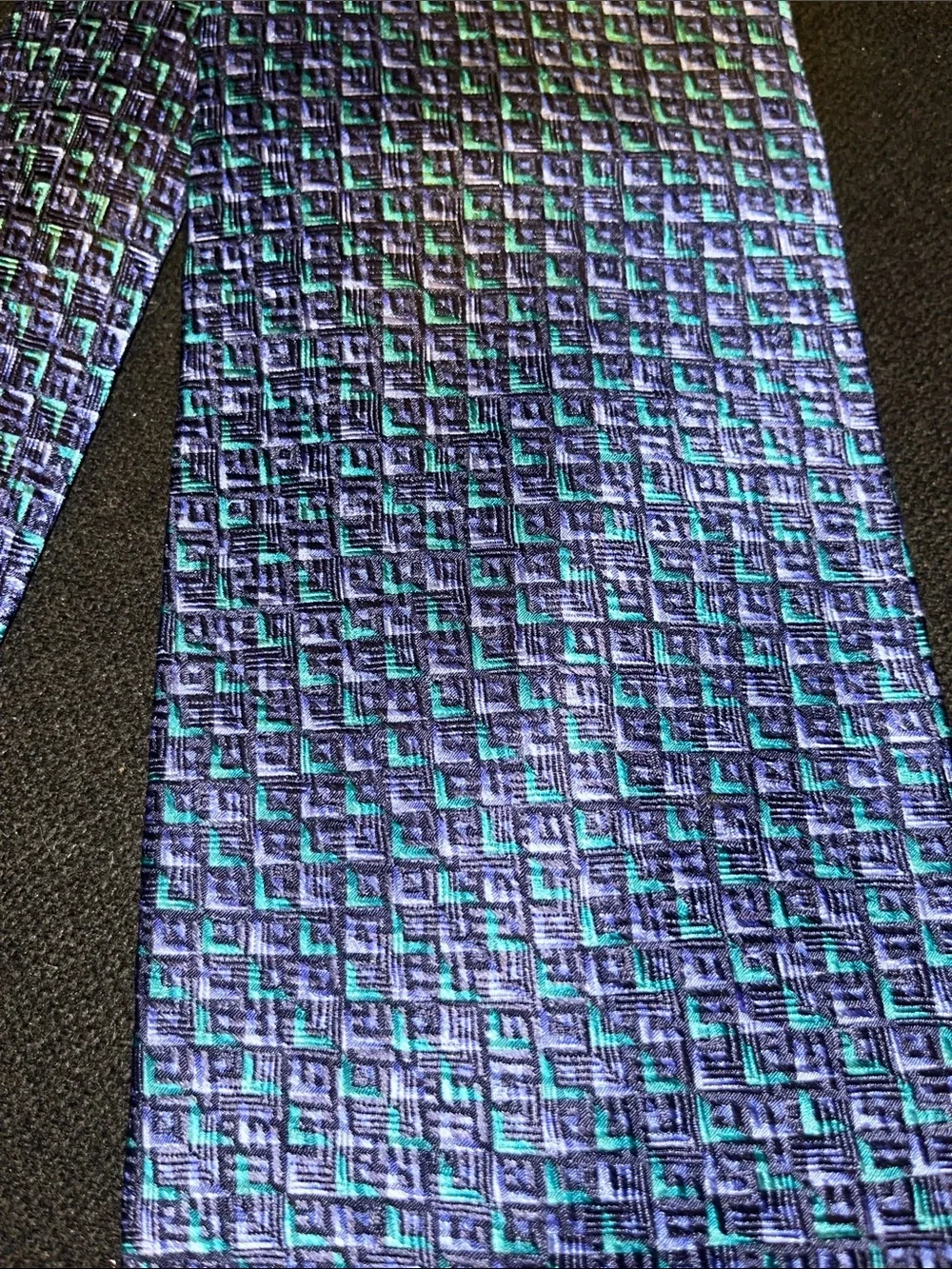 Geoffrey Beene Purple/Blue-Green Iridescent Micro-Pattern Silk Tie